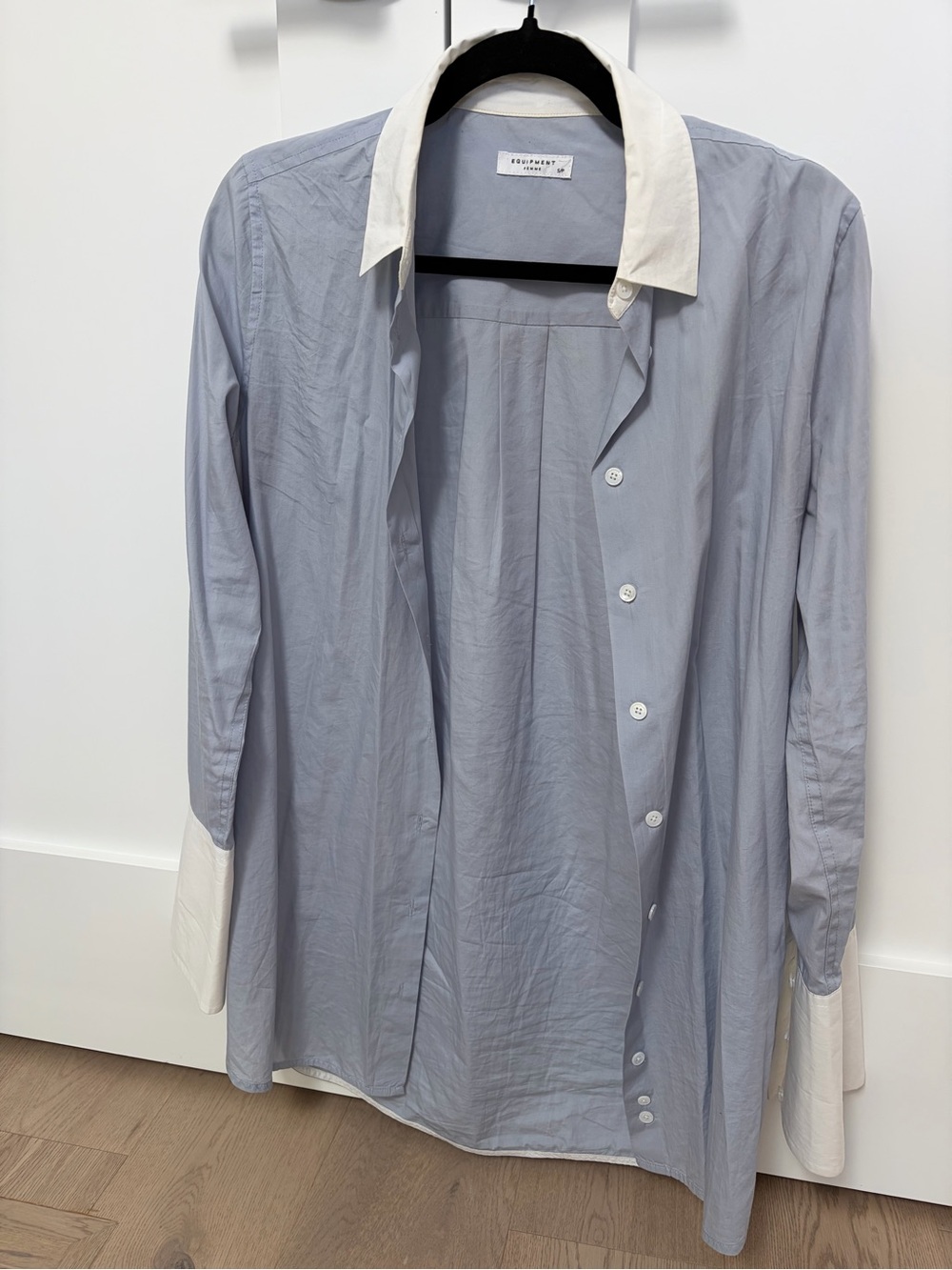 Equipment - Light Blue Button-Down Shirt with White Collar and Cuffs